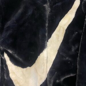 Nike Plush Black and Cream Teddy Jacket with Bold Design